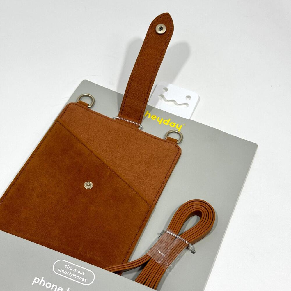 Heyday Tan Brown Faux Leather Crossbody Strap Phone Cards Holder Pouch Bag New - Picture 6 of 6